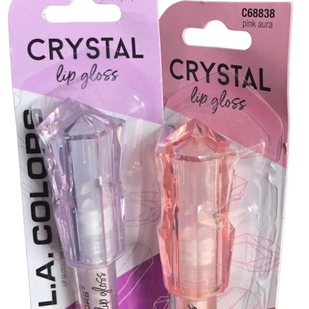 2pack crystal lipgloss in‎ amethyst power and pink aura new